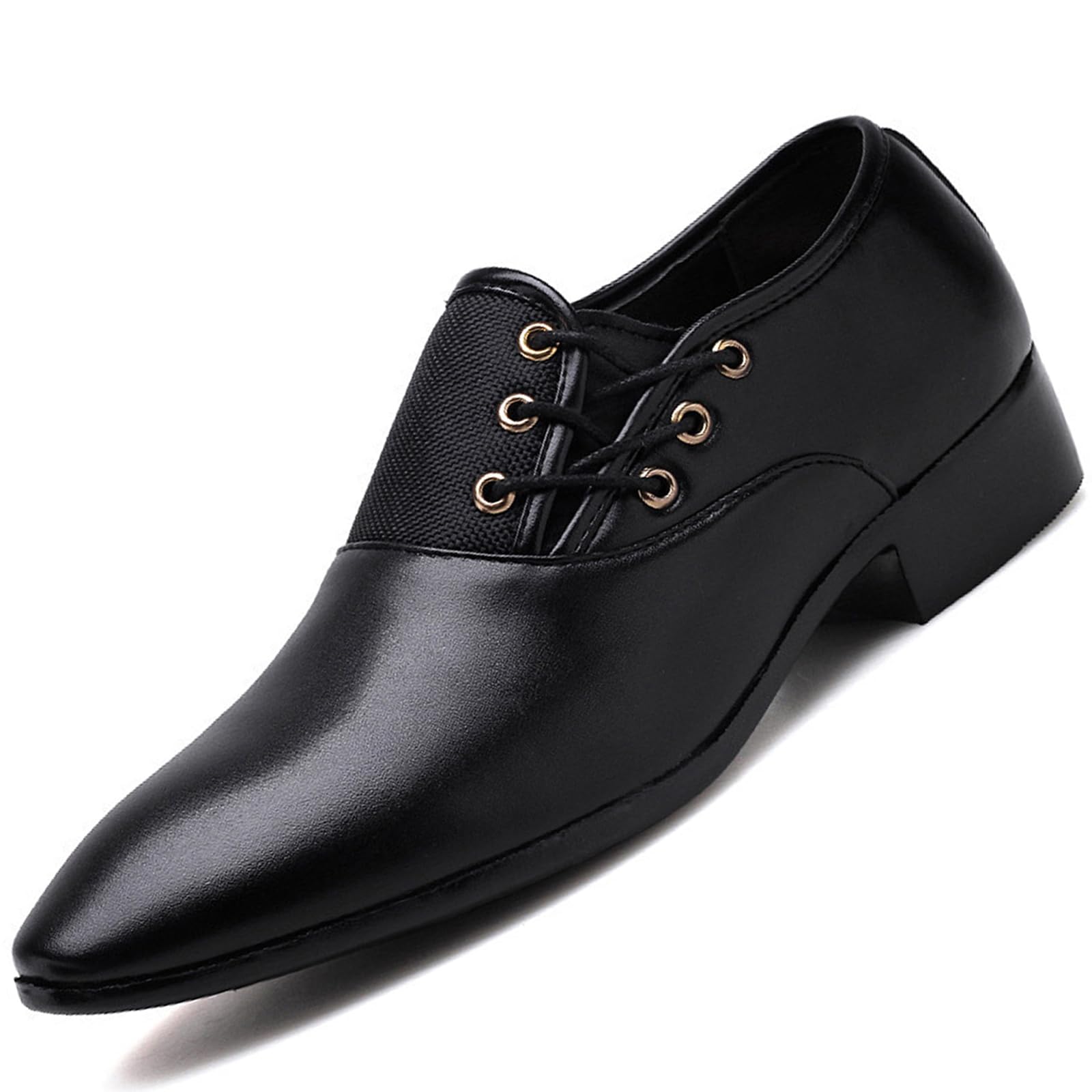 Mens Vintage Leather Lace Up Dress Loafer Shoes Classic Business Pointed Toe Low Heel Oxford Formal Shoes Casual