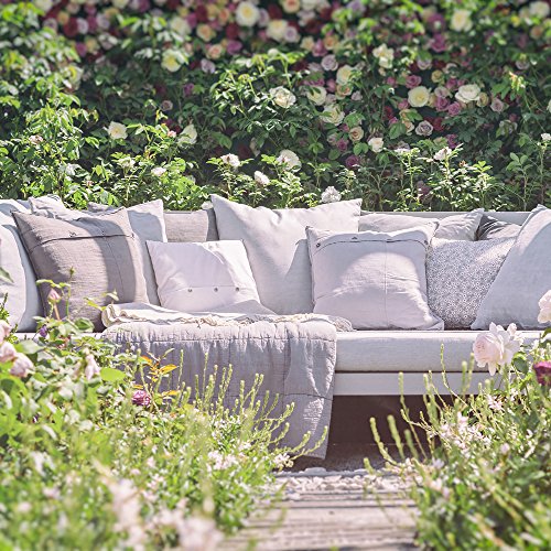 novely® OXFORD 330D - Outdoor-Stoff im Leinen-Look - Wasserabweisender Polyester-Möbelstoff - Mélange Polsterstoff - Pflegeleichte Meterware 1lfm | Farbe: 40 Anthrazit