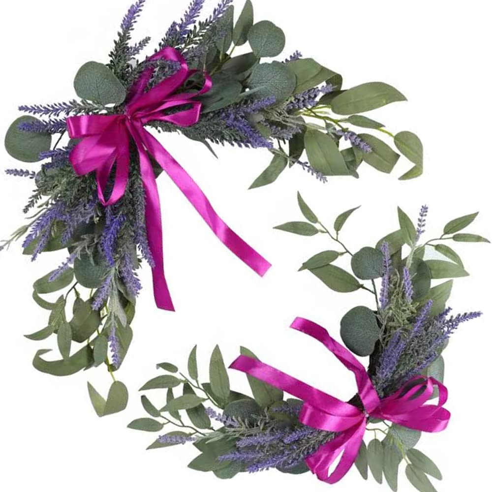 H&W 2pcs Artificial Wedding Arch Flowers for Wedding Sign, Floral Swag Dusty Decor for Reception Ceremony Backdrop Sweetheart Table （Lavender）