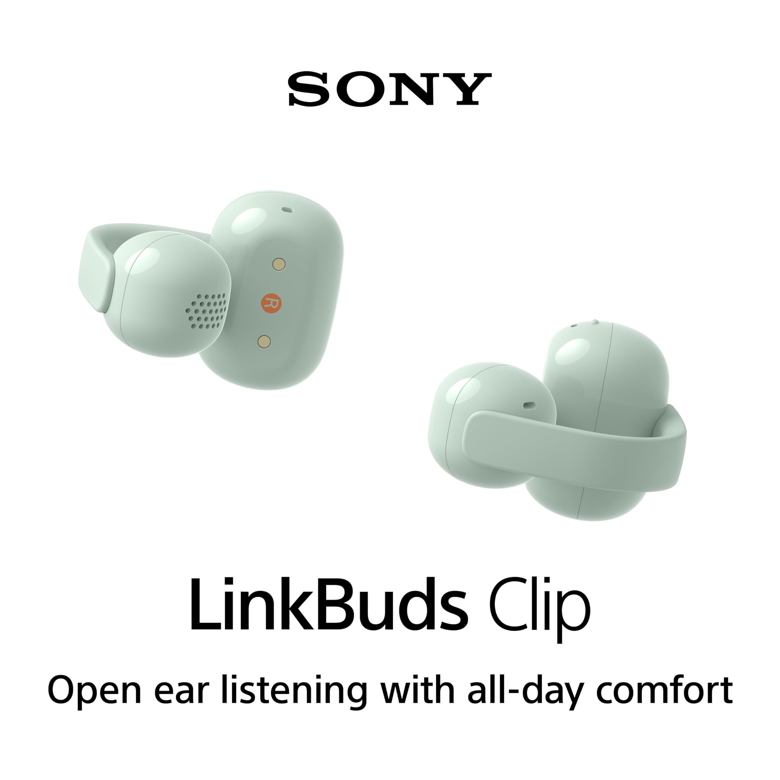Sony LinkBuds Clip Open-Ear Truly Wireless Earbuds, Comfortable & Secure Fit, Lightweight Clip-On Design, Touch Controls, Ambient Sound Awareness, Water Resistant, Up to 37 Hrs of Playback, Green
