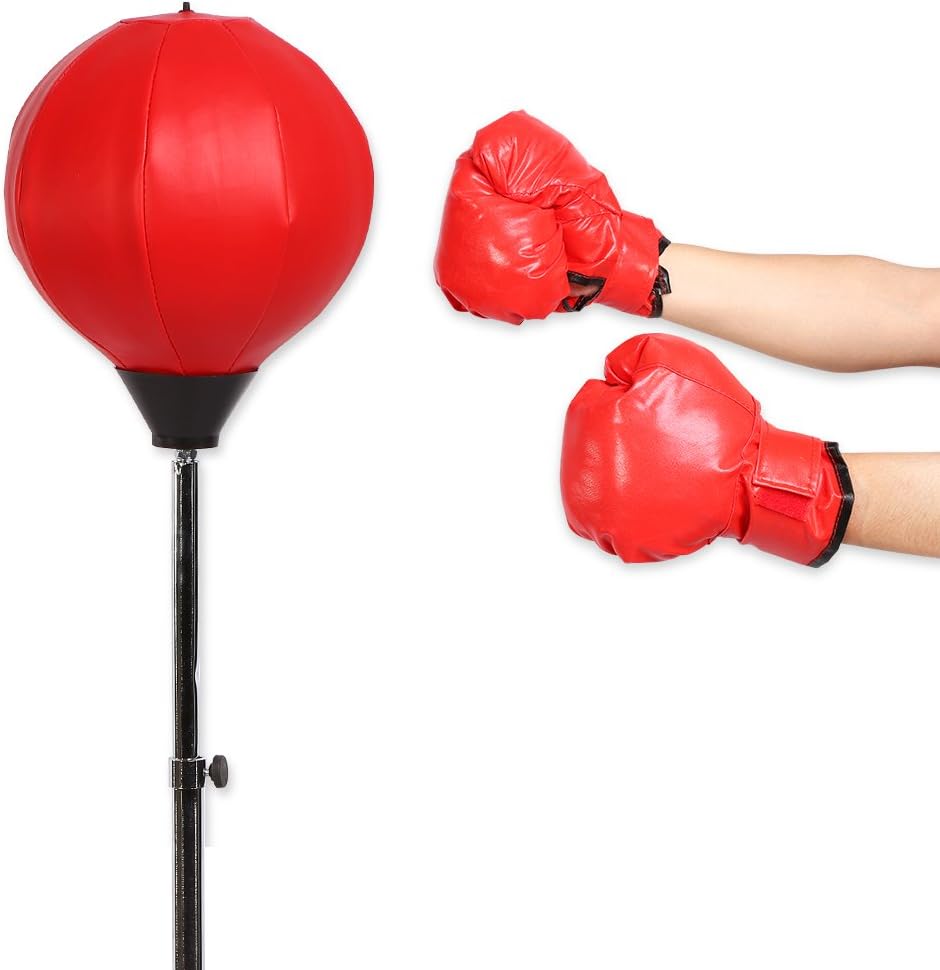 Adjustable Height Punching Ball with Gloves, Speed Training Boxing Stand for Adults, Home Gym Fitness Equipment