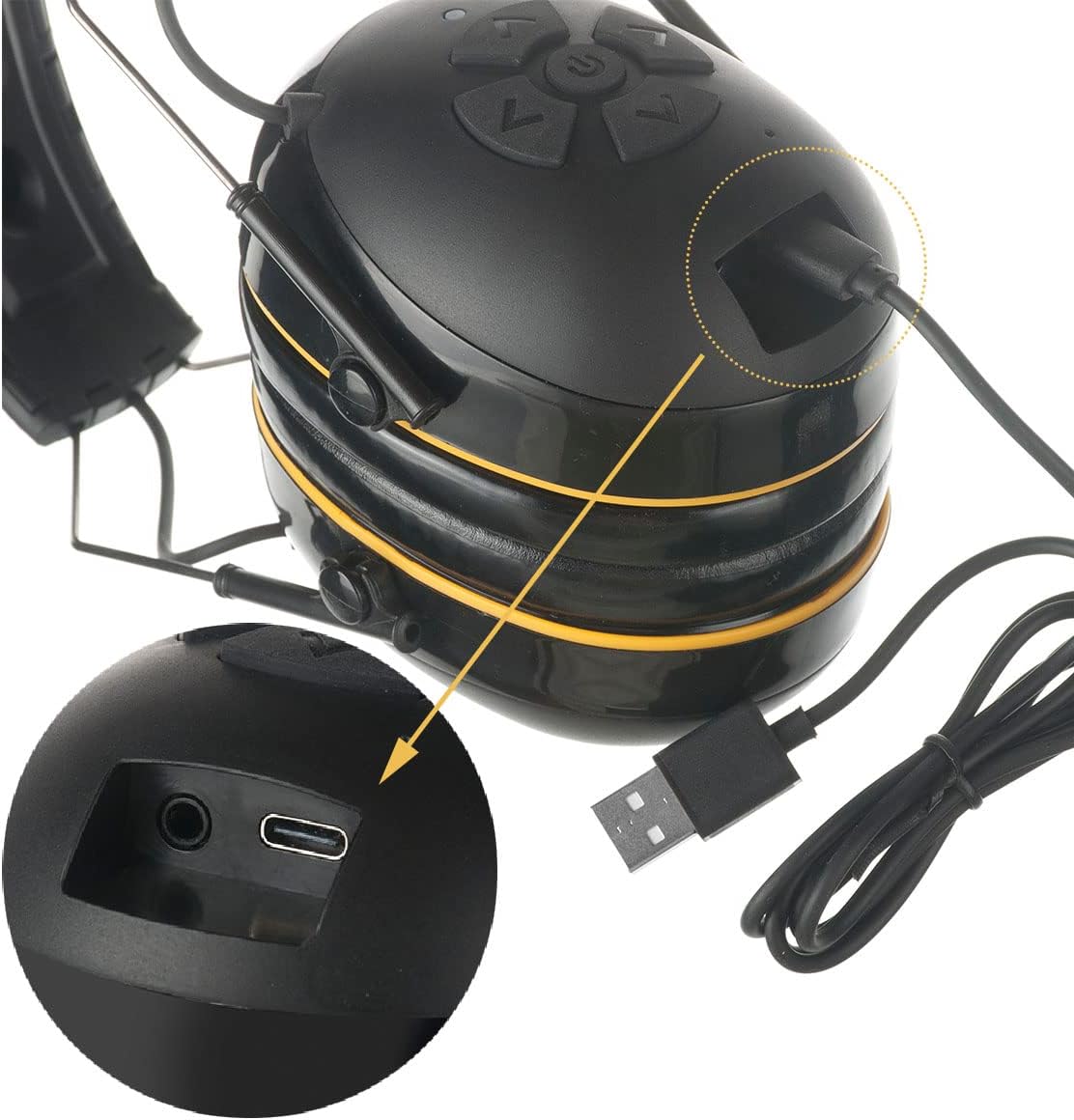 Hearing Protection with Bluetooth,Wireless Noise Canceling Headphone 30dB SNR,NO Radio Function,Rechargeable Battery Earmuffs,Long Playtime,Ideal for Lawn Mowing,Woodworking,Concerts(Black)