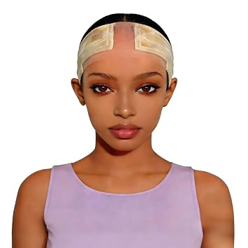 Lace Wig Grip Band for Glueless Wig, Adjustable Velvet Wig Grip Band for Lace Front Wigs with Non-Slip Silicone Strip, Wig Melting Band for Women Elastic Wig Band Beige