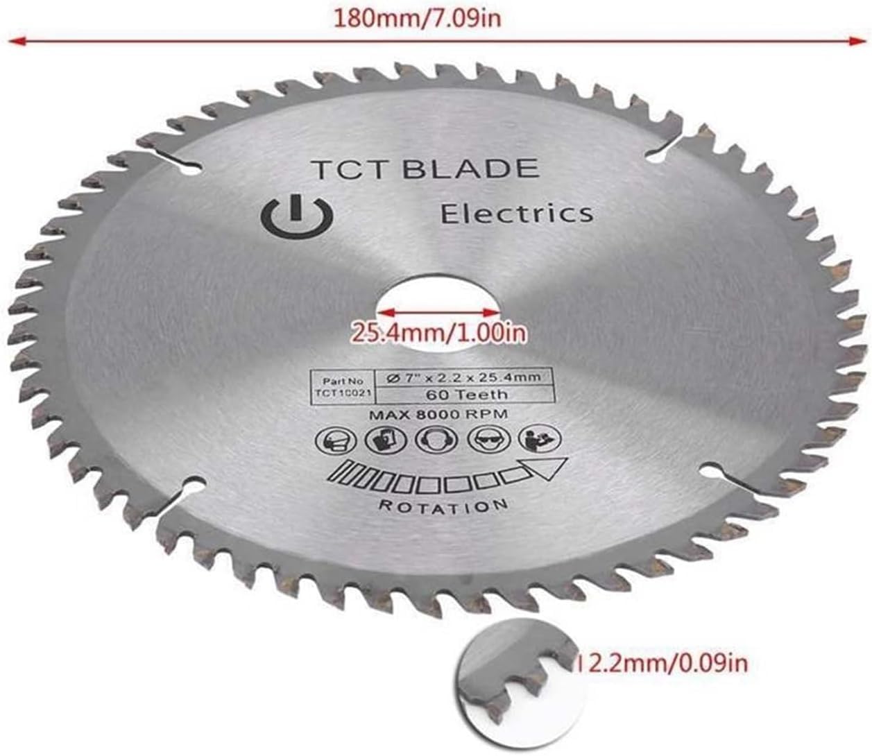 Tarcze tnące z Brzeszczot do piły tarczowej, 1 szt. 7 (180 mm) tarcza tnąca z węglika spiekanego, 60 zębów