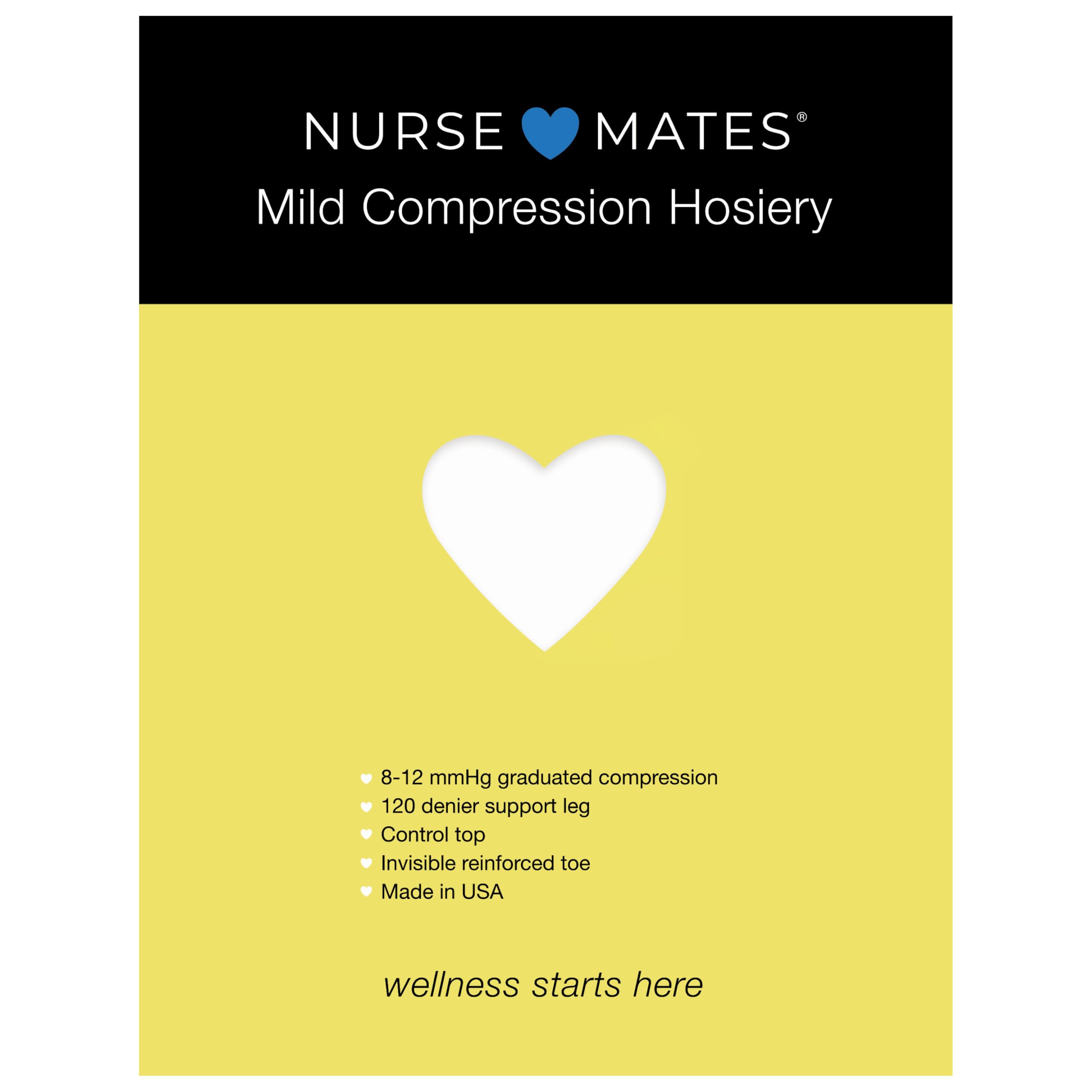 Nurse Mates Mild Graduated Compression Support Pantyhose | 8-12 mmHg | Reduce Leg Fatigue | Re-Inforced Toes | 1 Pair