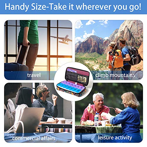 Image of Weekly Pill Organizer 2 Times a Day, Zumd Pill Box 7 Day with Cute Quilted Fabric Zipper Case, Travel Pill Case Am Pm for Vitamin Medicine Organizer
