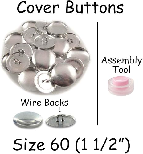 Miniatura 2 de I Craft for Less - Botones tamaño 60 (1 12") para cubrirautocubrir botones con respaldo de alambre, cantidad de 25 unidades (con herramienta de