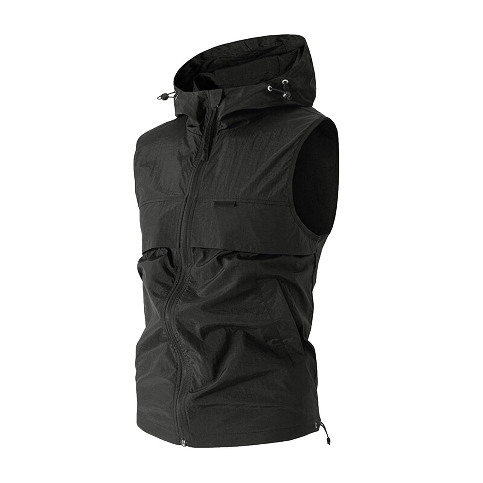 Generisch Veste de course légère sans manches pour homme - Respirante - Imperméable - Coupe-vent - UPF 50+ - Séchage rapide - Course à pied - Poches de fitness - Imperméable - Vêtement de sport