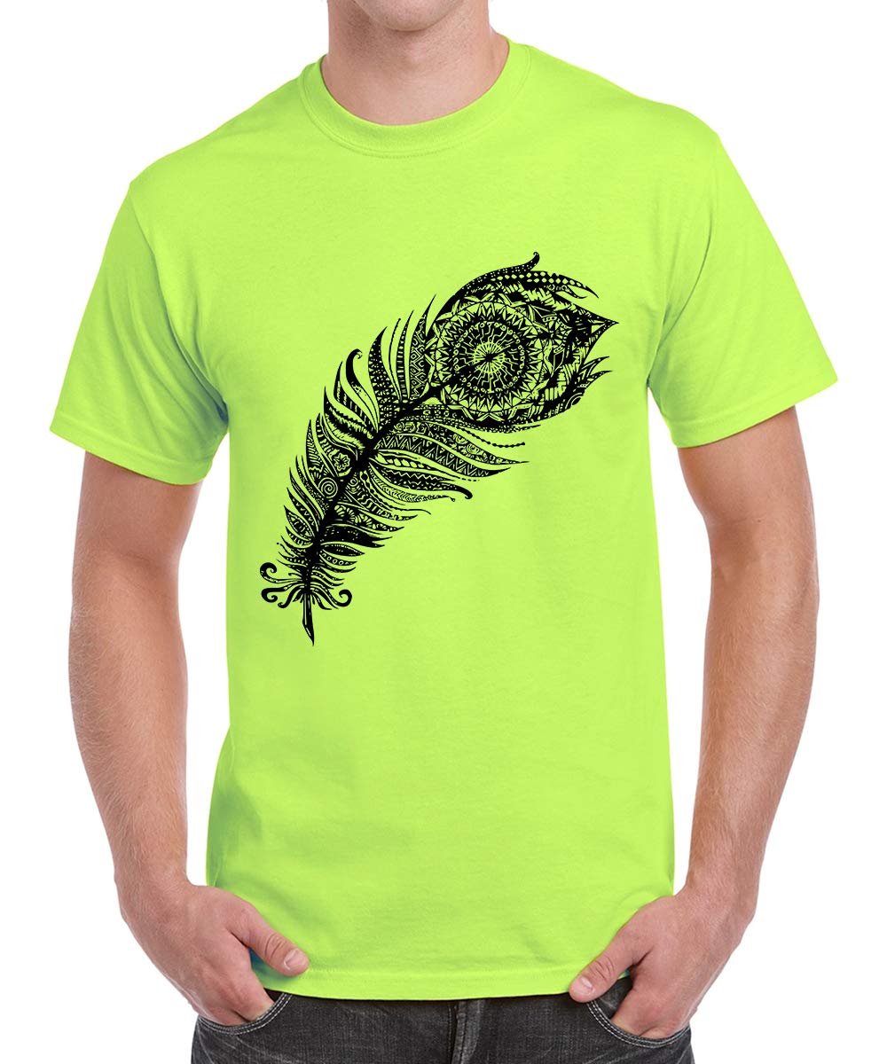 CaseriaMen's Cotton Printed T-Shirt -Peacock Feather | 100% Cotton | Half Sleeves | Regular Fit | Printed | Round Neck | Graphic T Shirt