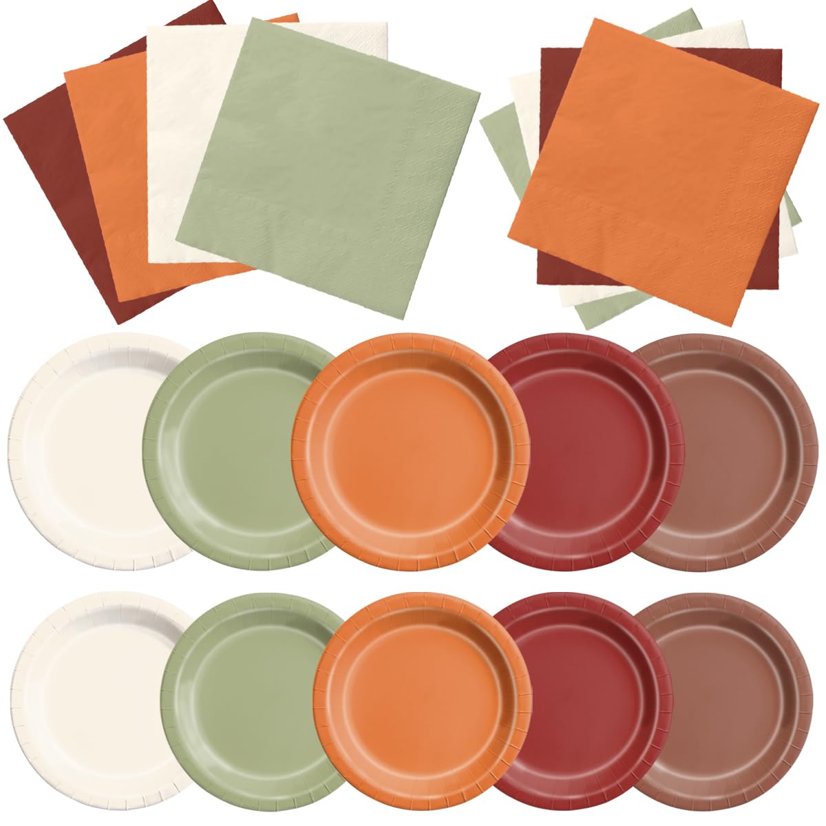 CMUSKO Fall Wedding Decorations - 60Pcs Sage Green Orange Plates &amp; Napkins Set Autumn Thanksgiving Fall In love Bridal Shower Tableware