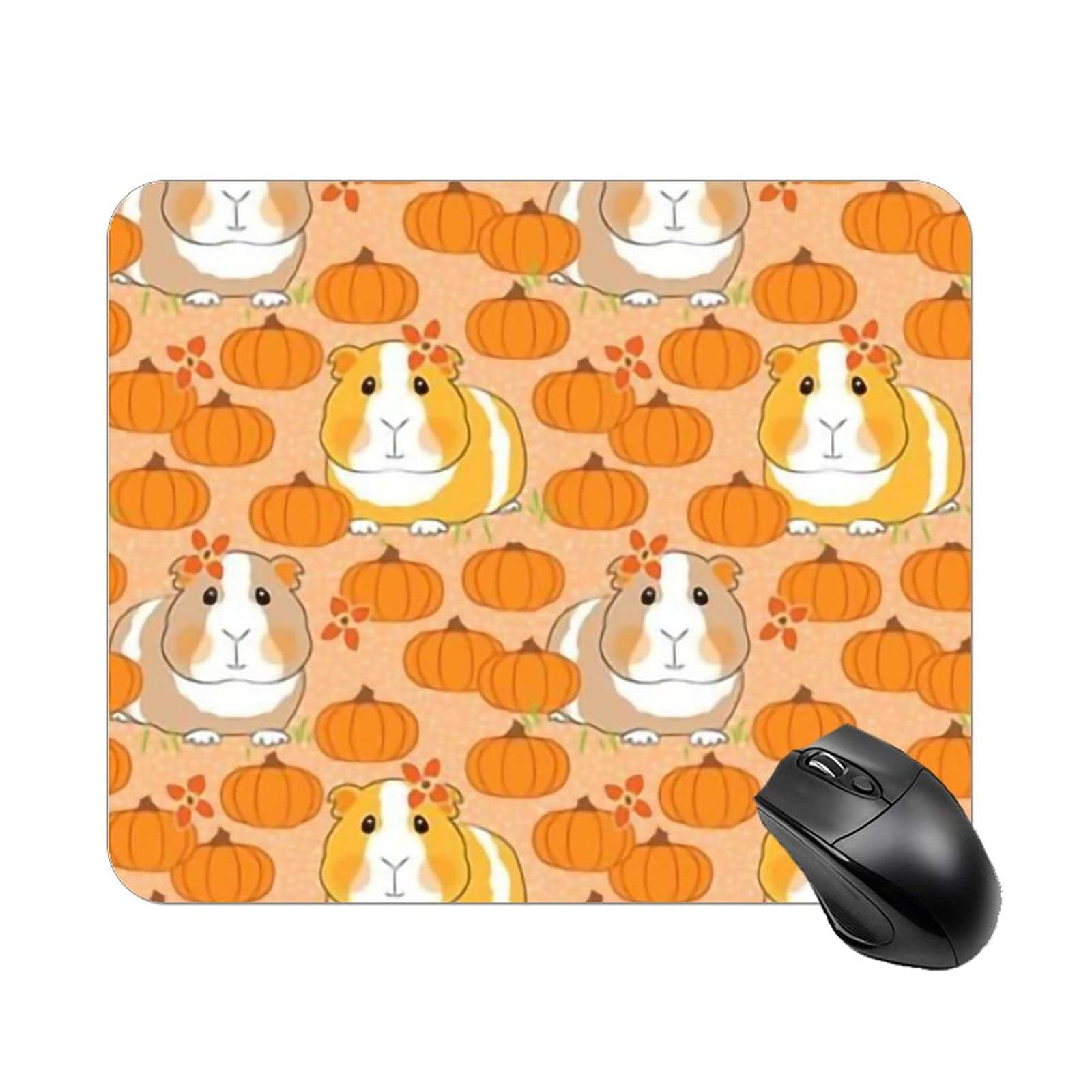 Medium Guinea Pigs and Pumpkins in a Pumpkin Patch on Peach Mouse Pad,Waterproof&Comfortable Computer Mouse Mat with Non Slip Rubber Base,2530cm