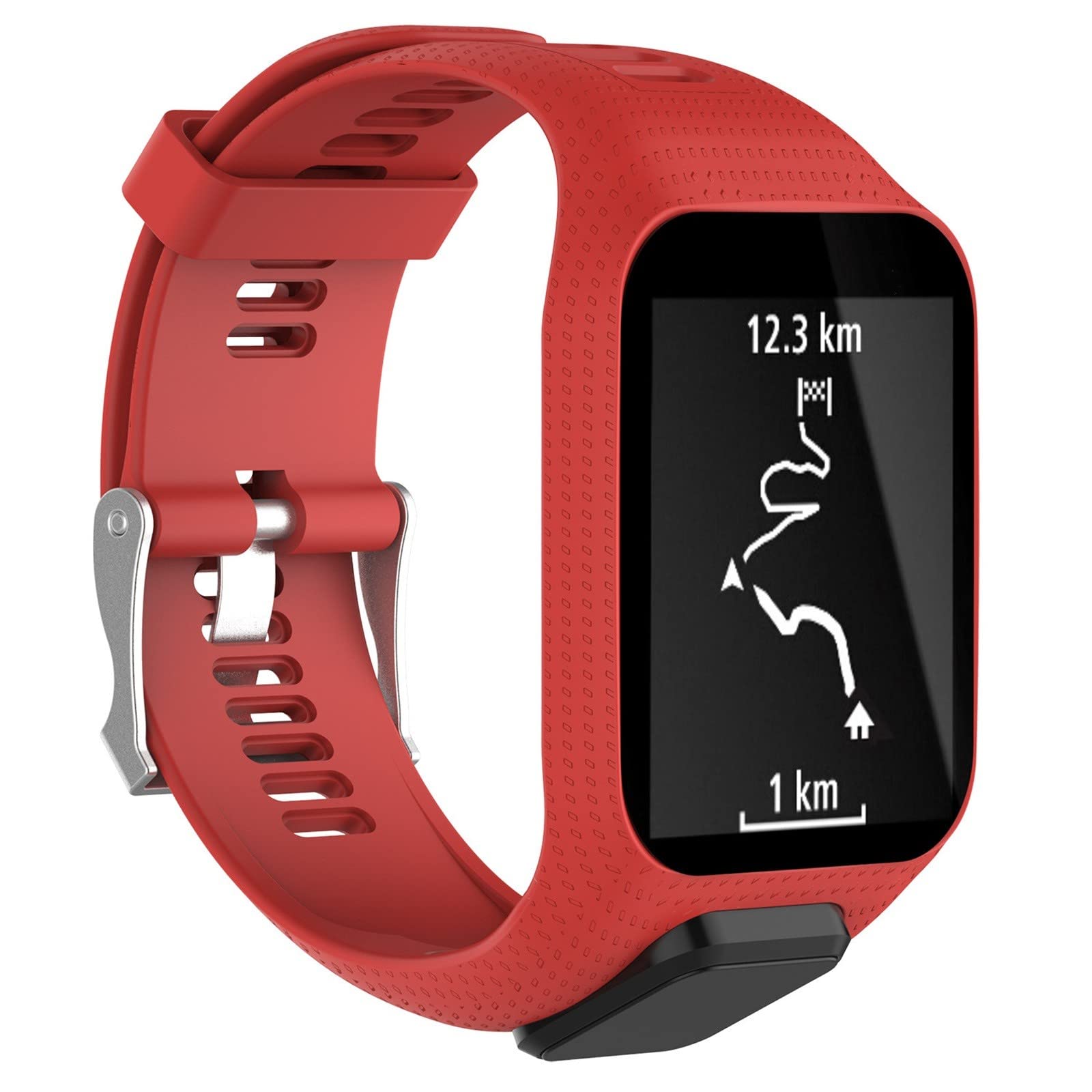 Straps Compatible with TomTom Runner 2/3/Spark 3/Golfer 2 Strap, Adjustable Replacement Wristband Silicone Sport Band for TomTom Runner 2/3/Spark 3/Golfer 2 Smart Watch (Red)