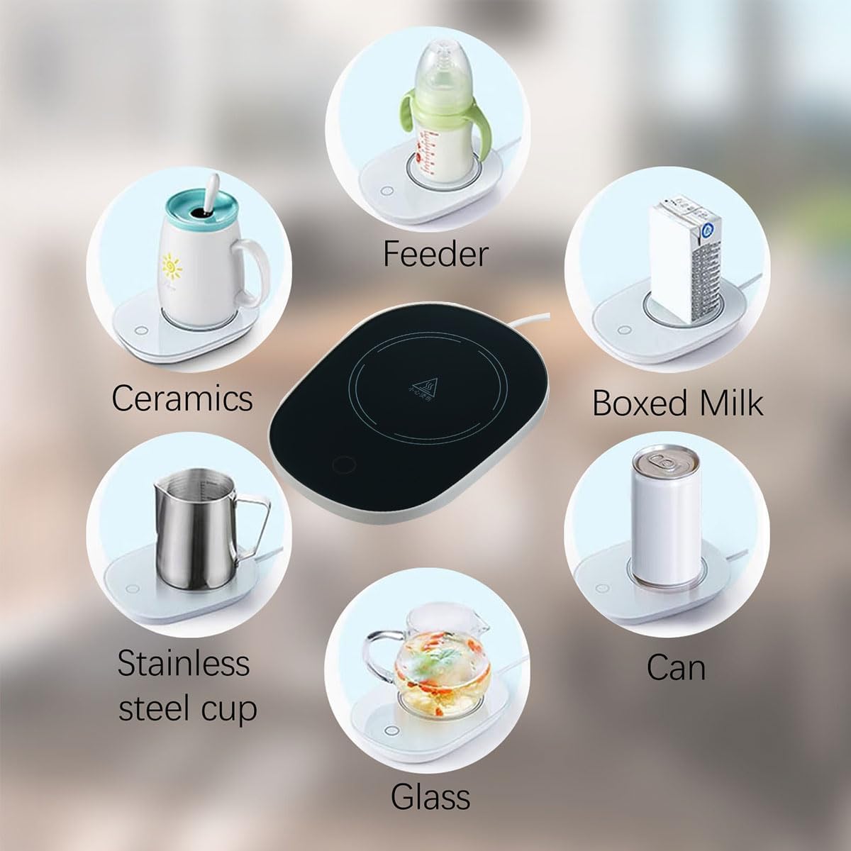 Scaldatazze,Scalda Bevande,Scalda Tazza,Scalda Tazza USB,Temperatura costante 55°C,Latte,Tè, Acqua,Regalo di Natale,Ldeale per la Stagione Invernale,Nero