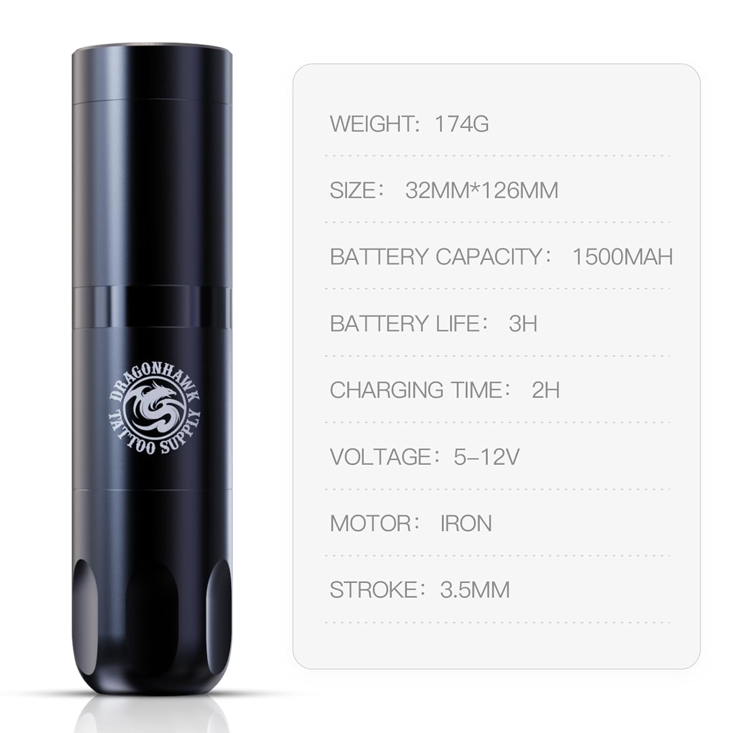 Dragonhawk kit tatuaje Completo X3 Máquina de tatuar rotativa Batería Tattoo Gun Inalámbrica Batería 1500mah agujas tatuaje de principiante