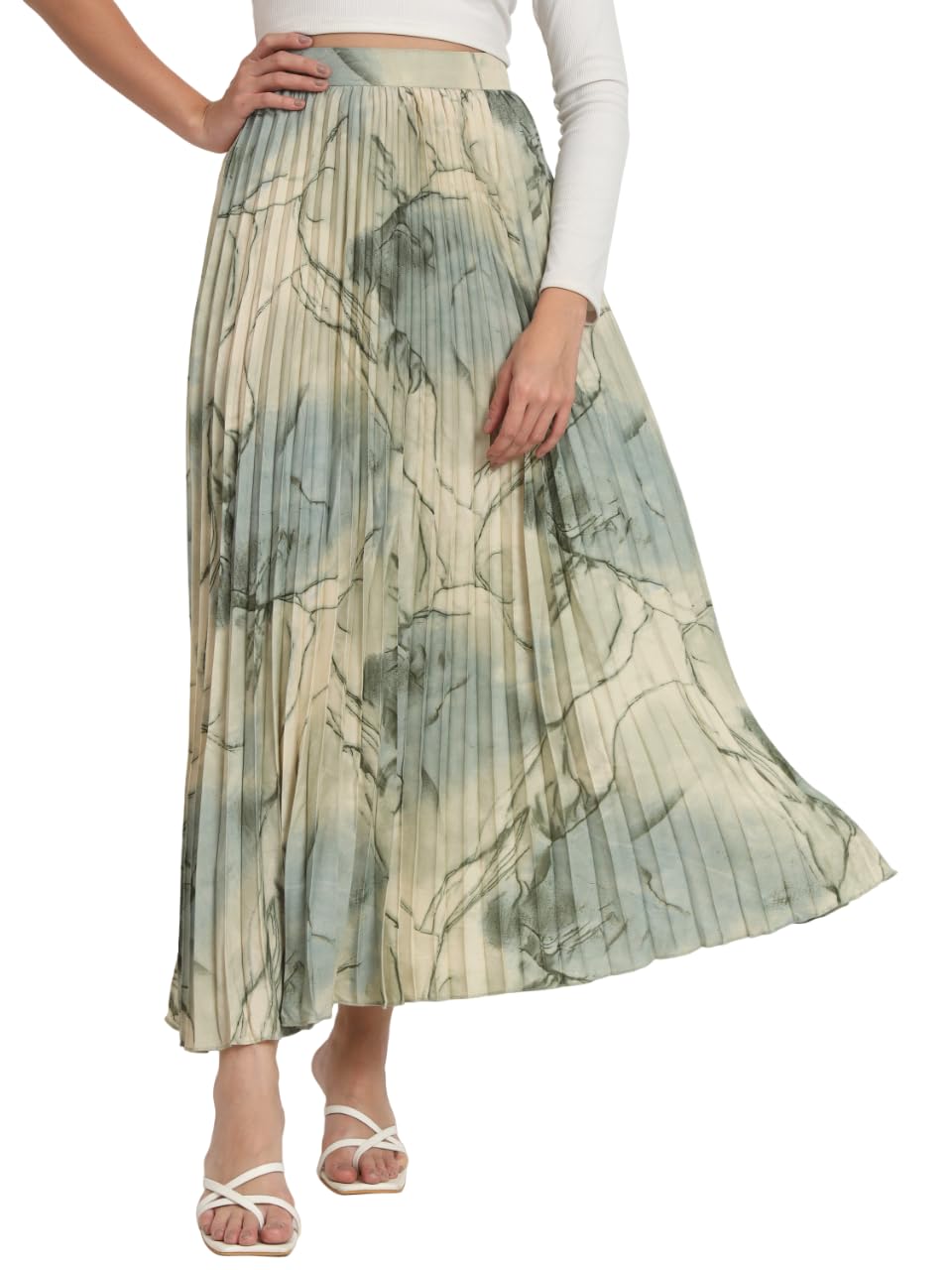 OTABUMarble Elegance A Woman's A-Line Long Printed Skirt Masterpiece