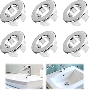 ASYKNM 5 stuks wastafel overloop ring, trimmen overloop ronde afvoerkap voor keuken, universele wastafel overloopafdekking, gootsteen overloop ring, badkamer, wastafel gat