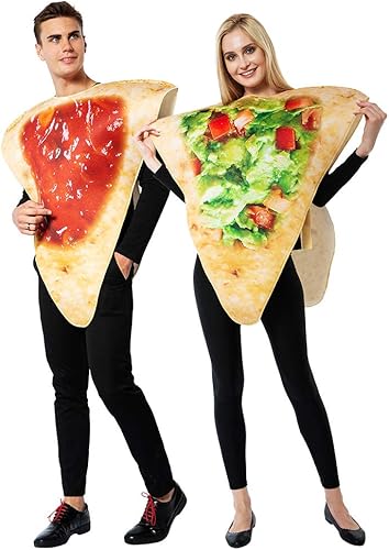 Miniatura 3 de ReneeCho Disfraz de Halloween para parejas, disfraz de nacho para adultos, chips de tortilla para hombre y mujer, disfraz de mascota de comida