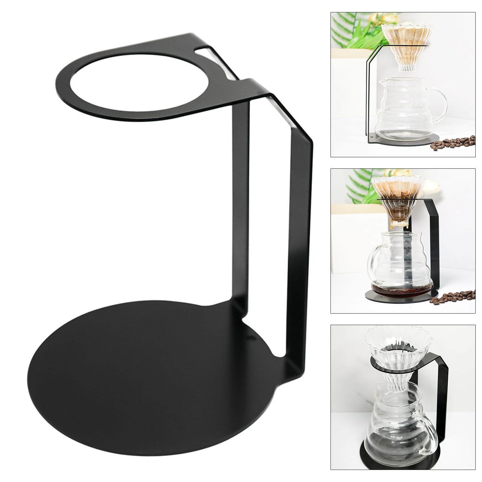 Práctico soporte de café prensado a mano, textura de hierro, soporte para máquina de café espresso, marco para preparar café