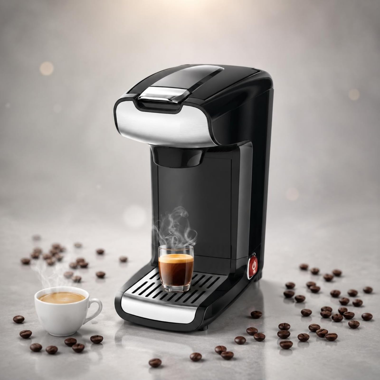 Cafetera Eléctrica Espresso Cápsulas Máquina Café Monodosis Compacta con Bandeja Recogegotas Extraíble Uso con Botón Único y Limpieza Sencilla Adecuada para Hogar y Oficina
