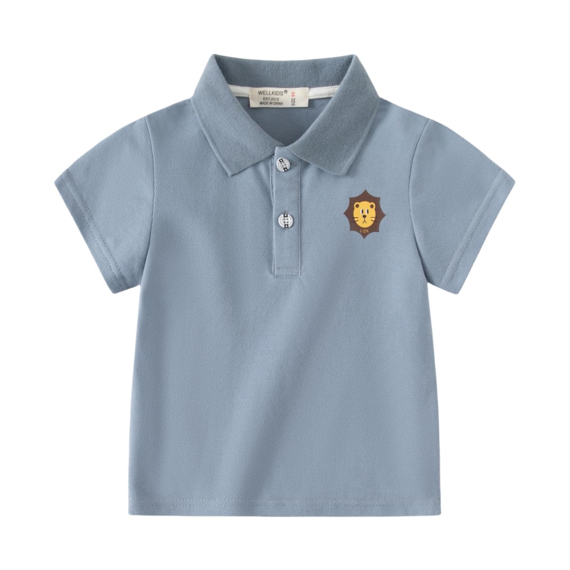 Irsutey Toddler Fashion Boys Polo Shirt Turndown Collar Cartoon Button Polo Shirt Summer Cute Lightweight Dress Shirt (Blue,90/18-24 M,Unisex,Big Kid,US,Age,18 Months,24 Months)