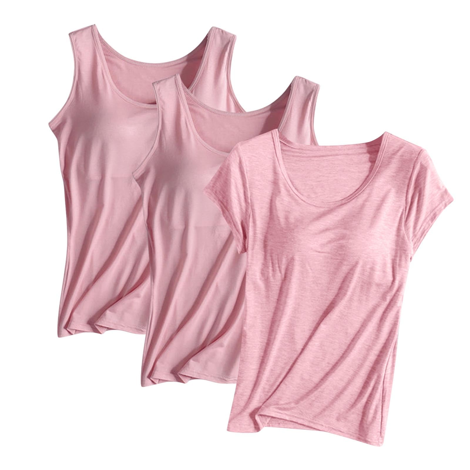 HAOLEI Ropa Mujer Verano 2025,3 Piezas Camiseta Mujer Sin Mangas de Cuello Redondo Color Sólido Ropa Interior Tirantes con Almohadilla de Pecho Suave y Cómoda Camisole Shirt Tank Tops Ropa Casa S-4XL