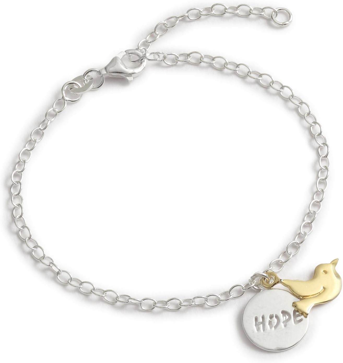 LJ DesignsConfirmation Gifts Silver Hope & Gold Plated Dove Bracelet Baptism Jewellery