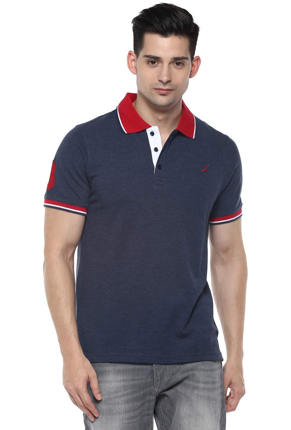 AMERICAN CREW CottonPoly Solid Polo T-Shirt with No.3 Applique for Men (AC284)