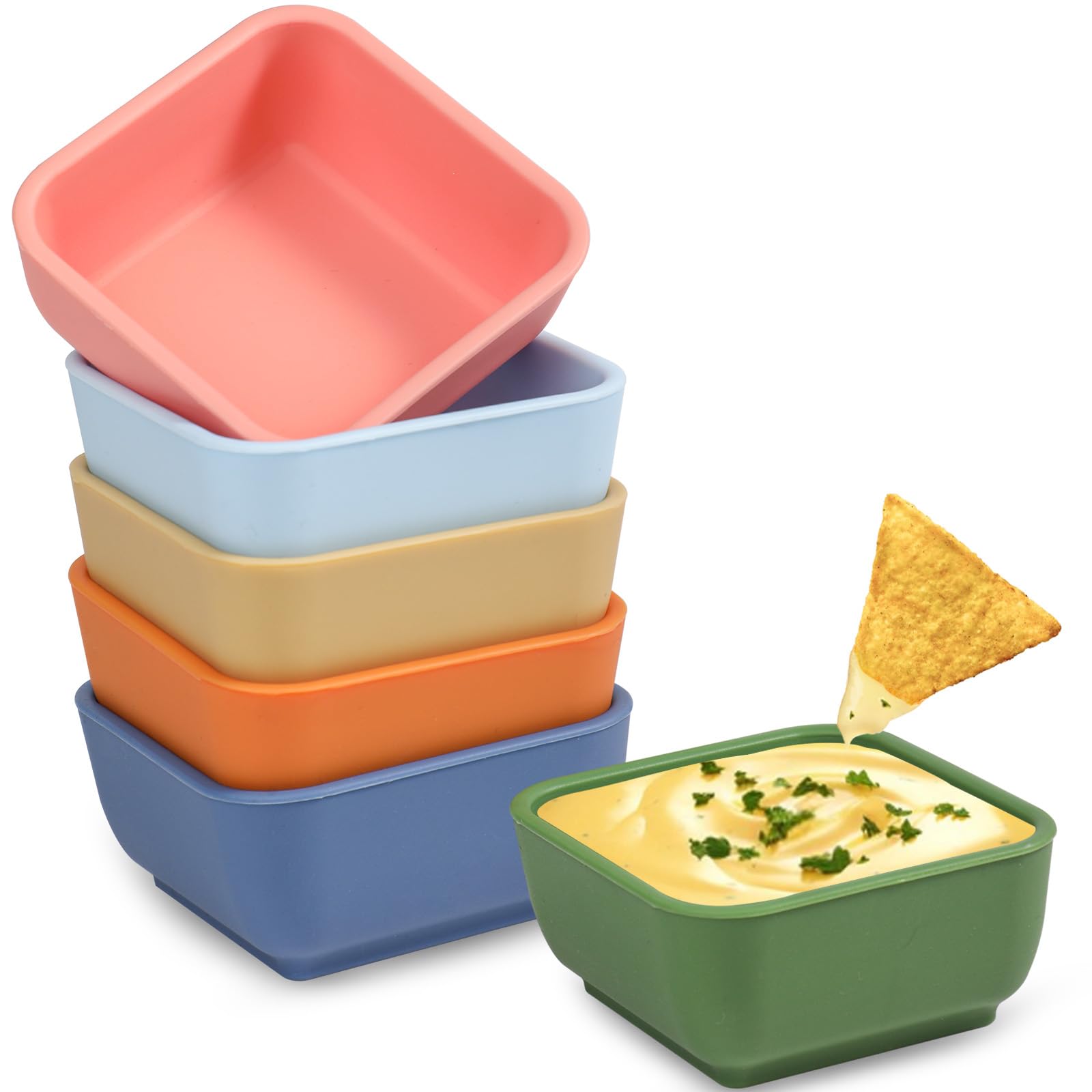 Webake Silicone Dipping Bowls, 3oz Small Pinch Bowls for Cooking Prep, Sauce, Condiment Server, BPA Free Set of 6
