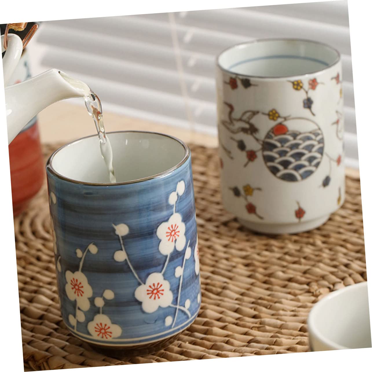 Ciieeo 2piezas Tazas De Cerámica Japonesa Pintadas Mano Para Té y Agua Decorativas y Prácticas Para Casa y Cafetería