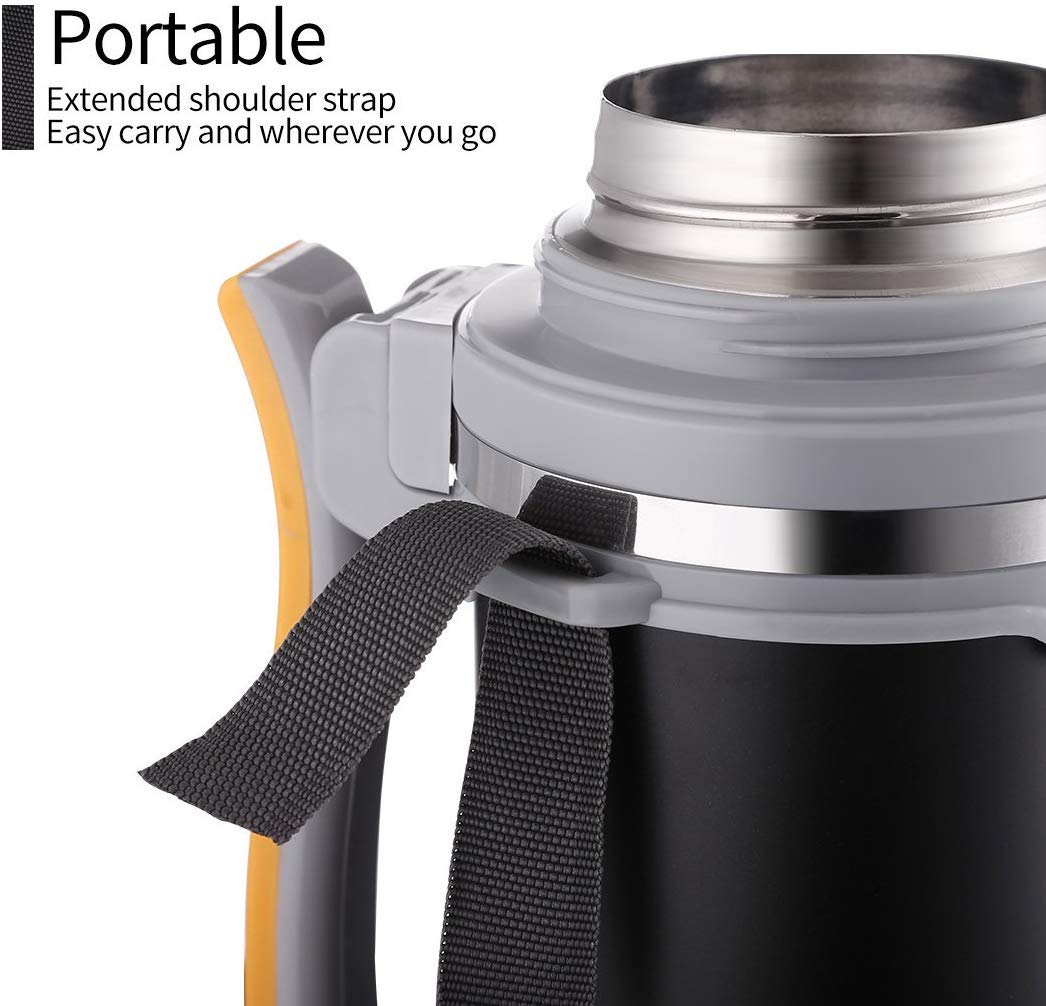 Termo de Viaje 2/2.6 litros, Botella de Agua Acero Inoxidable sin BPA, Camping o Senderismo. Caliente o Frio más de 24 Horas, Agua, Café, Leche, Té o Mate (blue,2600ML)