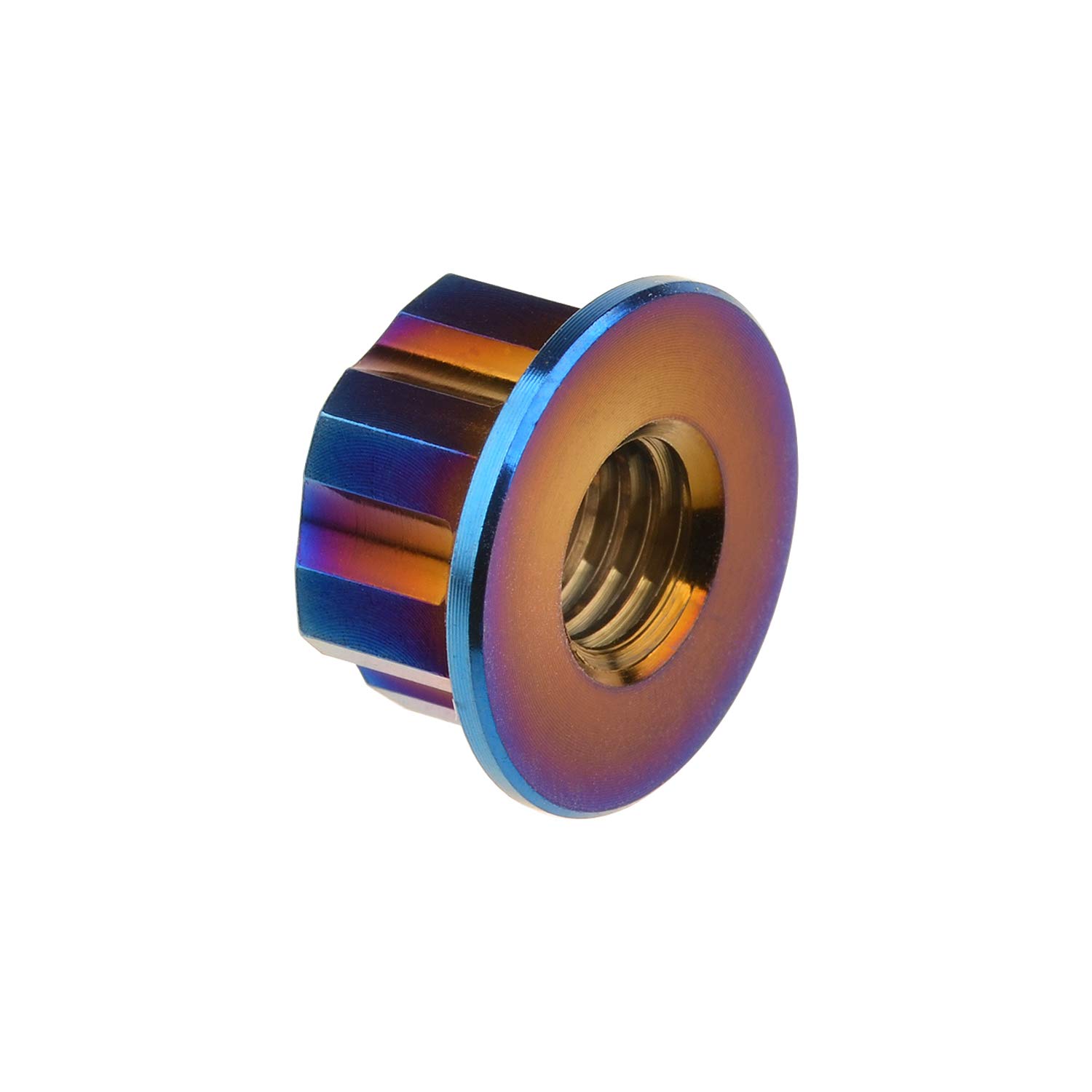 Titanium M6 M8 M10 M12 M14 M16 Flange Bolt Nut Bicycle Motorcycle Rear Axle Car Modification Accessories Pack of 6 (M10 Pitch 1.25mm, Fire Blue)