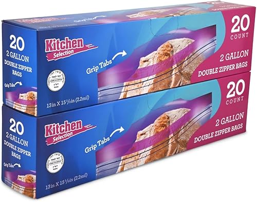 40 bolsas para congelador de 2 galones, bolsas de almacenamiento de plástico con doble cremallera para congelar alimentos, bolsas extragrandes para