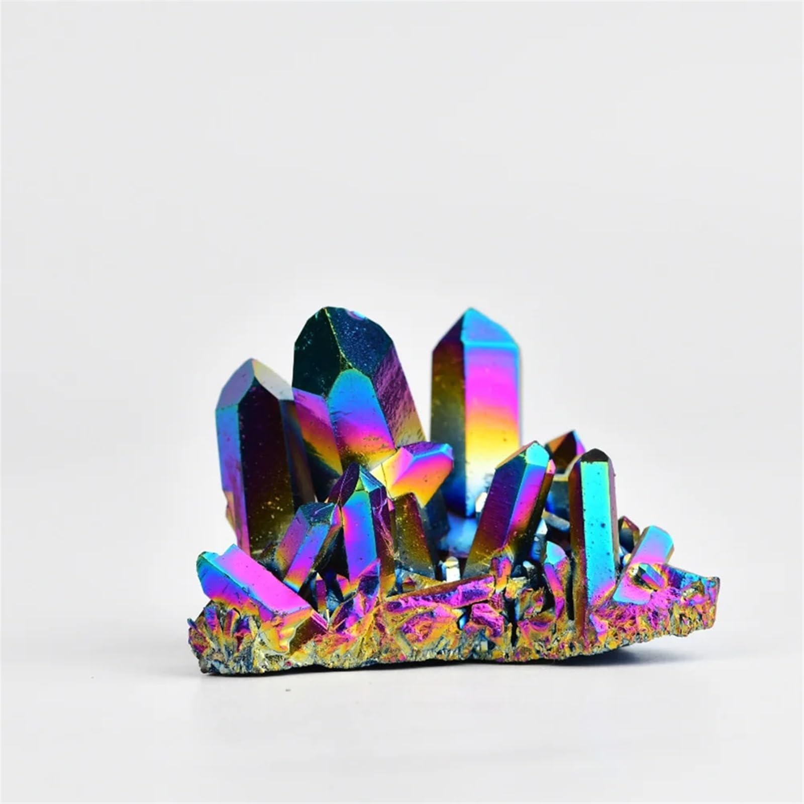 KCDFDVJFBM Quartz Crystal Aura Rainbow Titanium Cluster Stone Ornaments