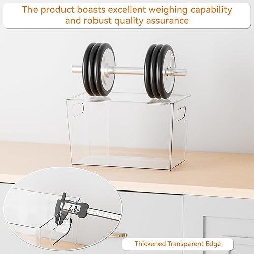 Miniatura 6 de Yieach Paquete de 6 contenedores de almacenamiento apilables transparentes con tapa y asa, contenedor de acrílico profundo de 11.1 pulgadas para