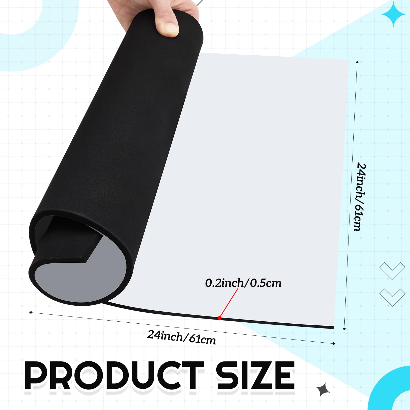 Pangda Lot de 2 tapis auto-nivelants en mousse néoprène compressibles pour poissons d'aquarium avec dos adhésif, imperméable, facile à couper, stabilité, noir (61 x 61 cm)