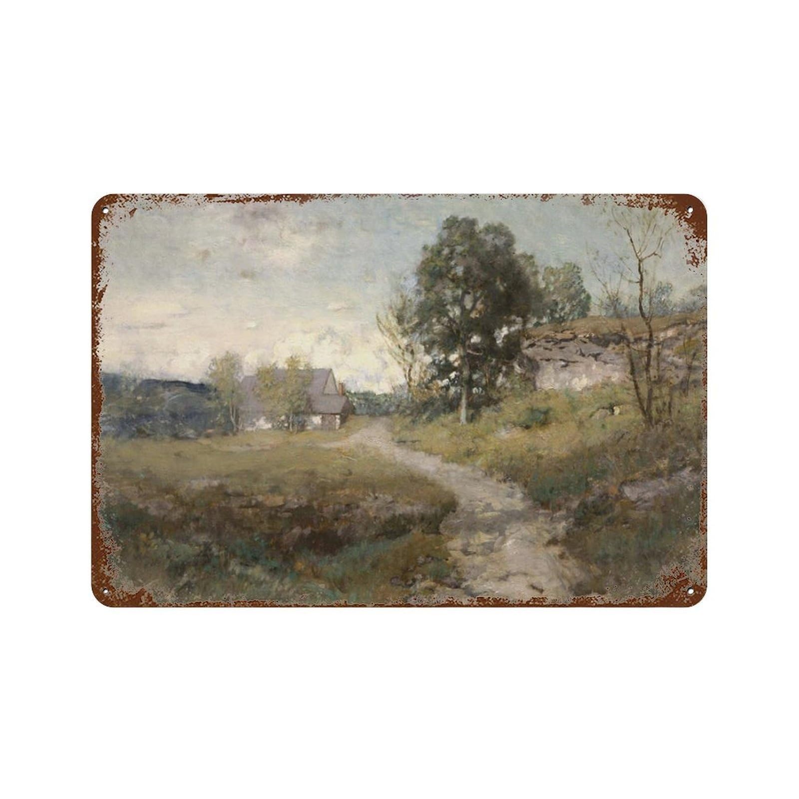 xiaoxiaoshen Country Landscape Painting Wall Decor Art Metal Tin Poster Modern Home Decor Art Home Bar Shop Decorations Vintage Sign 20x30cm
