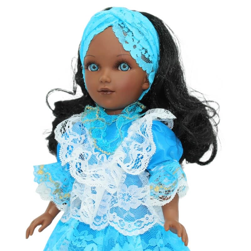 FOLK Muñeca Mari's mulata Yemaya Vidal Rojas Dolls Original 41 cm. colección Vestido religioso santera. Fabricada en España Artesanía
