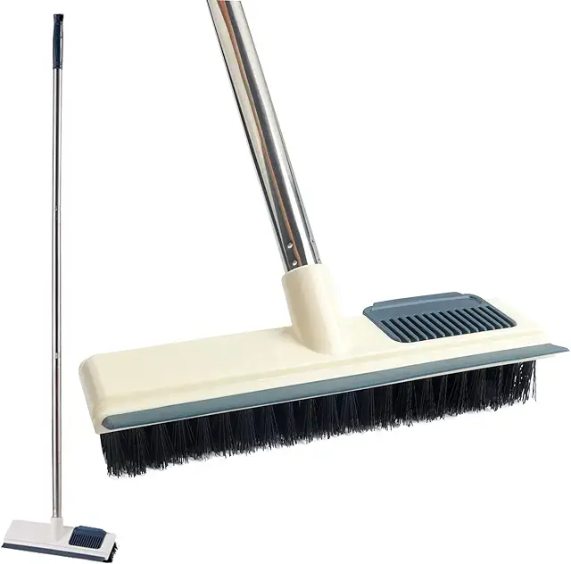 Roellgs Long Handle Scrub Brush with Scraper - Borste med skaft for Bathrooms & Pools