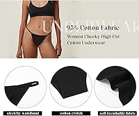 Vista 3 de LEVAO Bragas de bikini para mujer, ropa interior de algodón, talla grande, corte alto, para mujer, paquete múltiple S-2XL