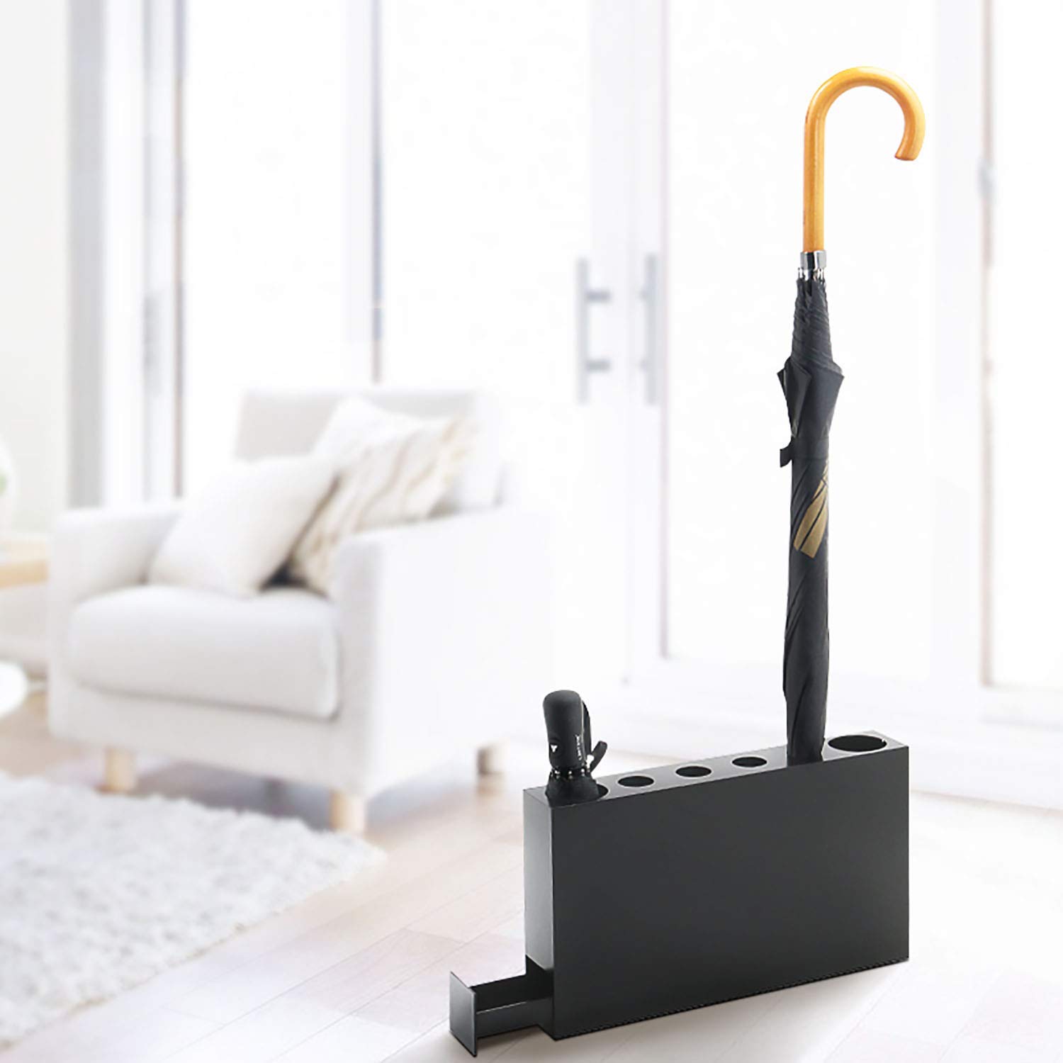Porte-Parapluie moderne compact en métal avec bac récupérateur amovible 22.5X40CM