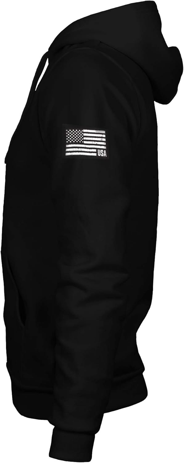 Grunge Style Vintage American Flag Hoodie Pullover Fleece for Men - Distressed USA Flag Sweatshirt - Image 2