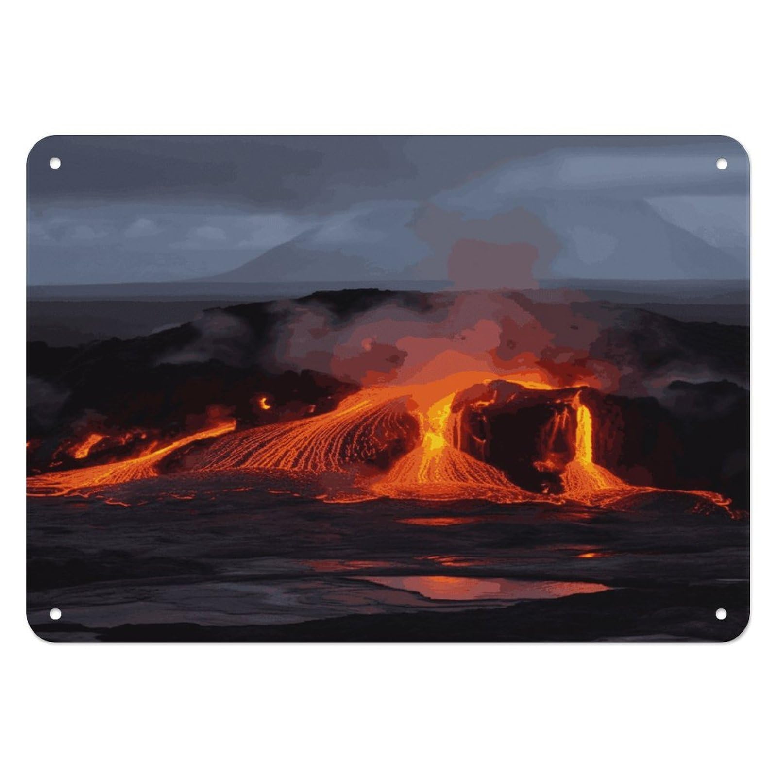Fekiloot Style Kilauea Volcano Wall Decor Iron Painting Metal Sign