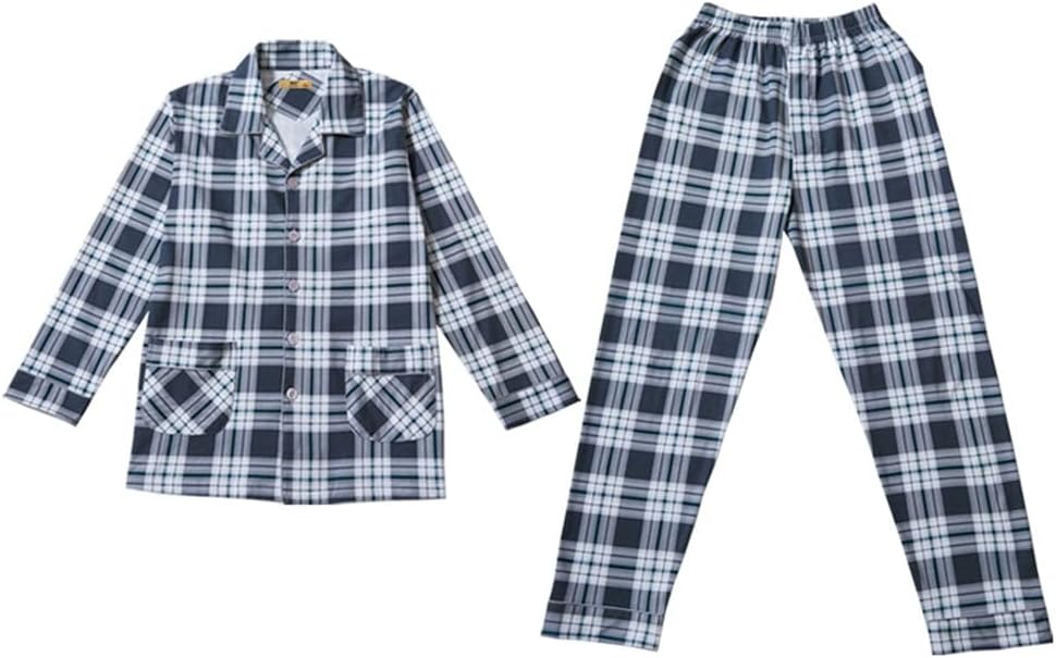 Men's pajamas spring and autumn sleeves plaid can be worn as home wear
