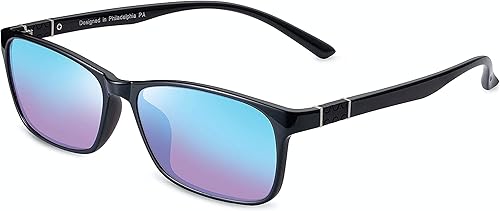 TP-032 Lens B - Gafas para daltónico de color estilo delgado para uso en interiores y exteriores fuertes/severos, Negro -