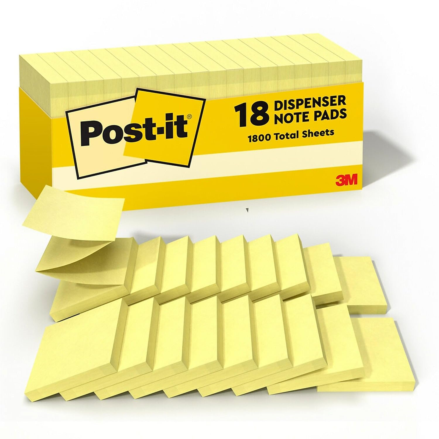 Post-it Pop-up Notes Original Canary Yellow Pop-up Refill Cabinet Pack, 3" x 3", Canary Yellow, 90 Sheets/Pad, 18 Pads/Pack