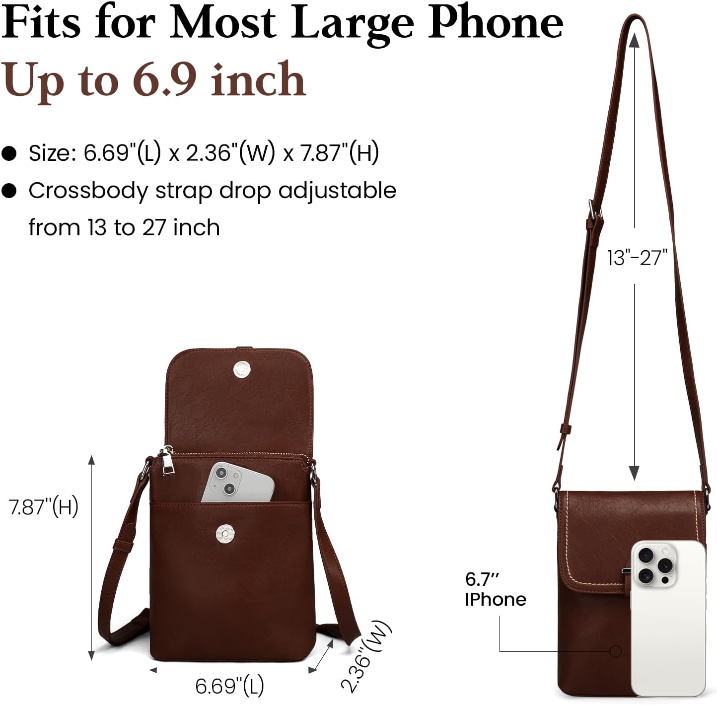 befen Genuine Leather Small Crossbody Bags for Women, Womens Cell Phone Purses Cross body Bag Purse with RFID Card Slots - Image 5