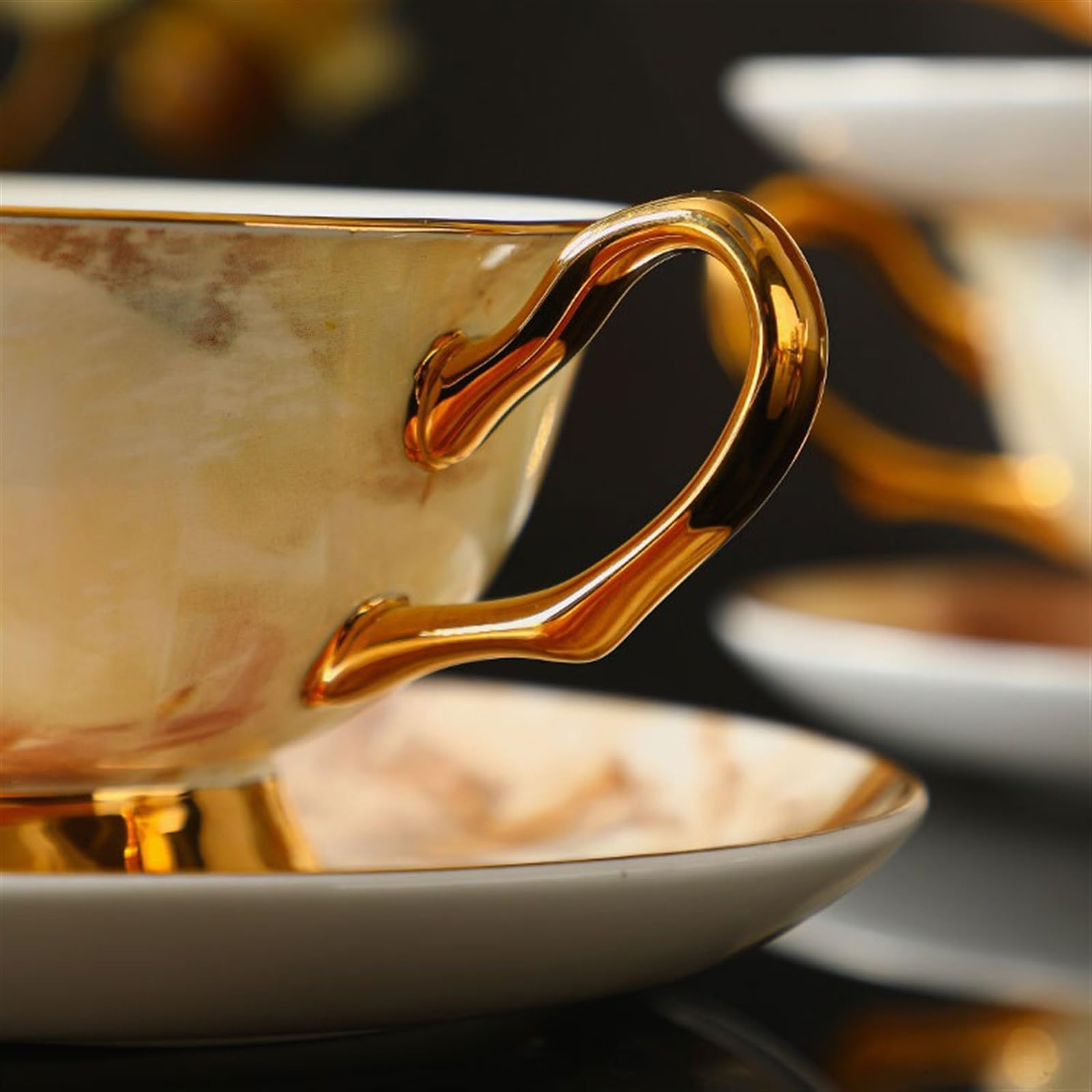 Tasse Tasses Service à thé européen de luxe léger en porcelaine, ensemble tasses café haut gamme rétro, l'après-midi britannique