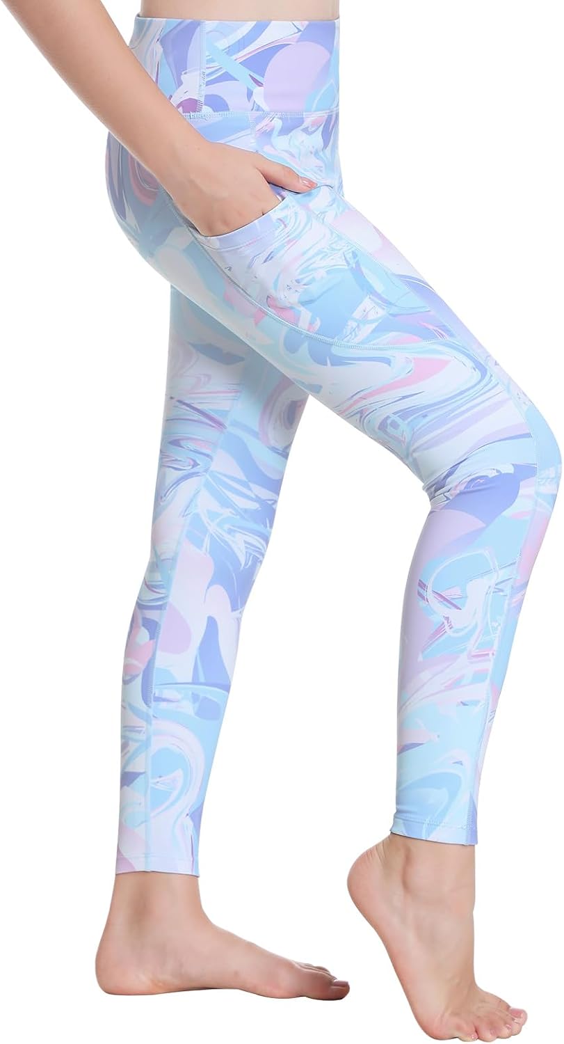 ANIVIVO Girls' Fleece Lined Leggings Water Repellent Kids Winter Warm Yoga Pants Youth High Waisted Athletic Legging
