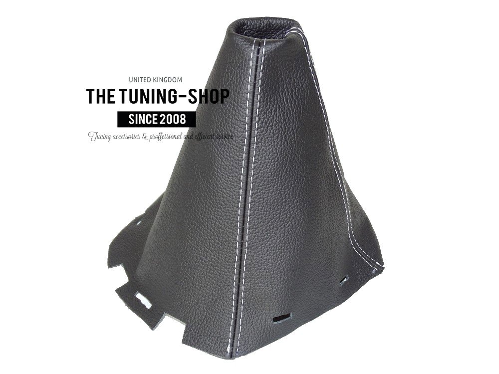 The Tuning-Shop for Nissan Pathfinder 2006-2012 Shift Boot Black Genuine Leather White Stitching