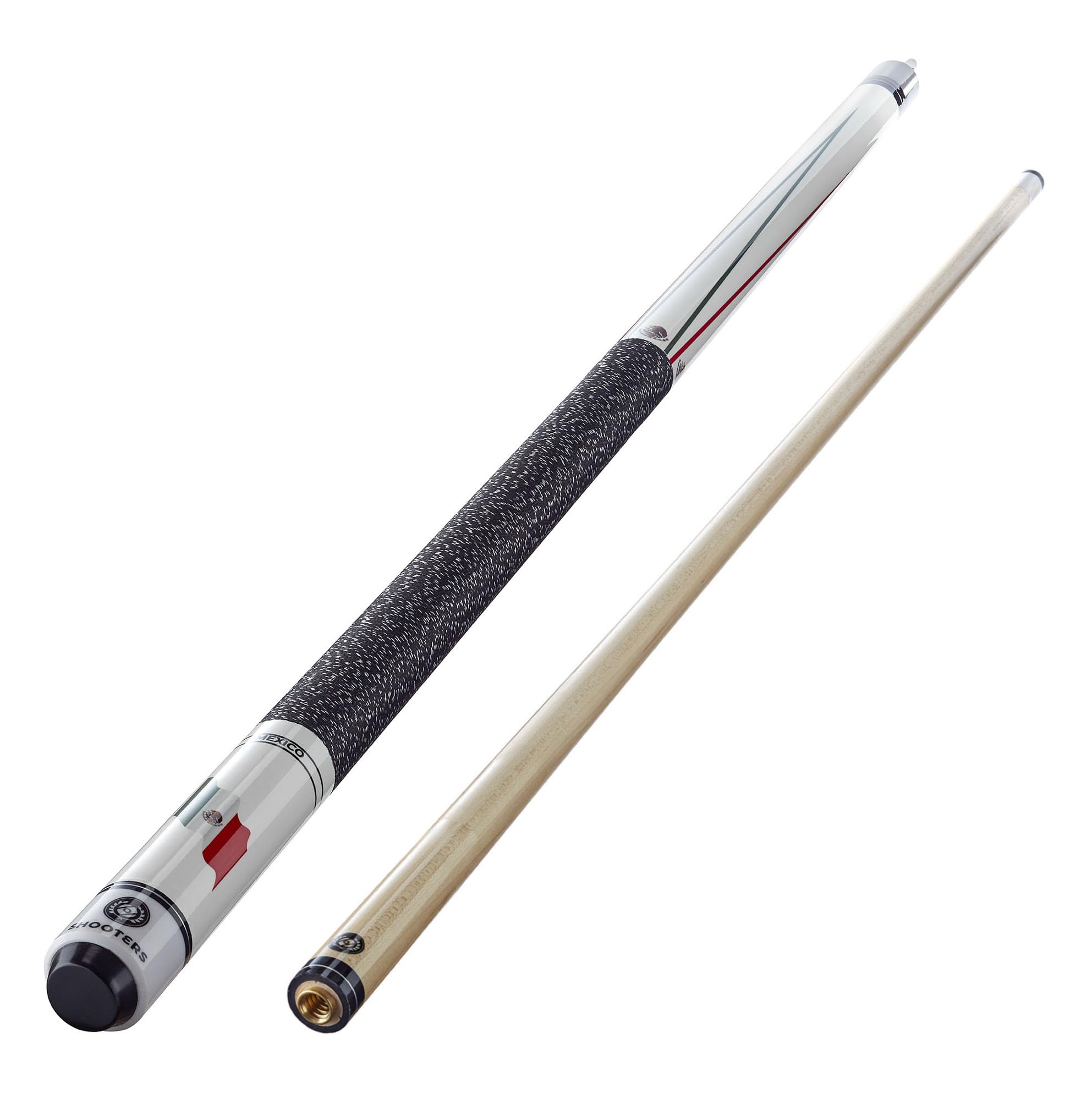 SHOOTERS Billiard Pool Cue Stick 2-Piece 58” Fast Joint Maple Wood with Mexican Flag (19-21 Oz) (20, Ounces)